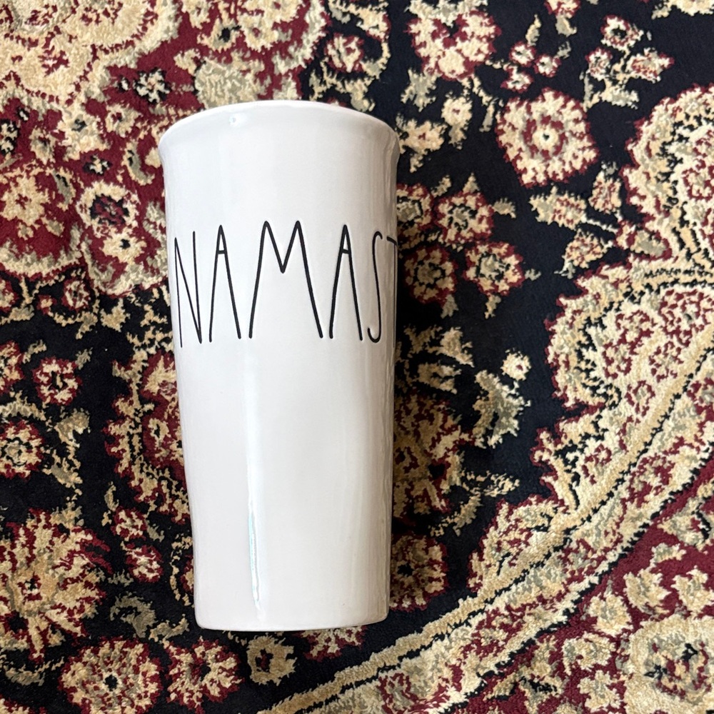 Rae Dunn NAMASTÉ Ceramic Travel Mug with lid